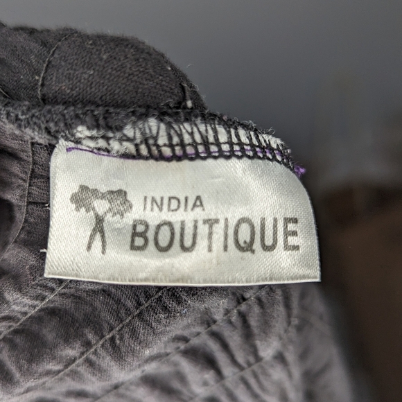 Y2K Floral Indian 100% Hippie Strapless Smocked Embroidered Textured Medium - Picture 6 of 7